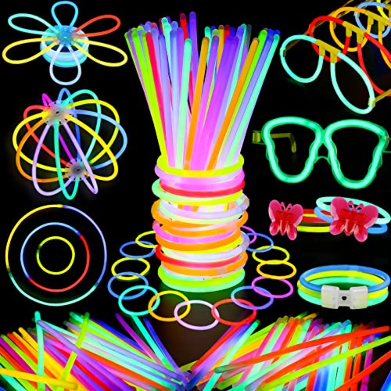 BUDI 467Pcs Glow Sticks Party Favors for Kids Adults 200 GlowStick